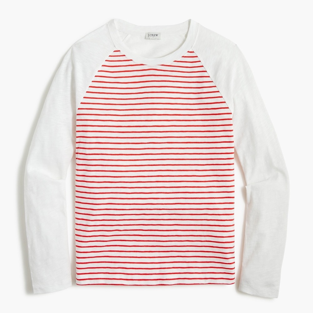 NWT J.Crew Raglan girlfriend crewneck tee L